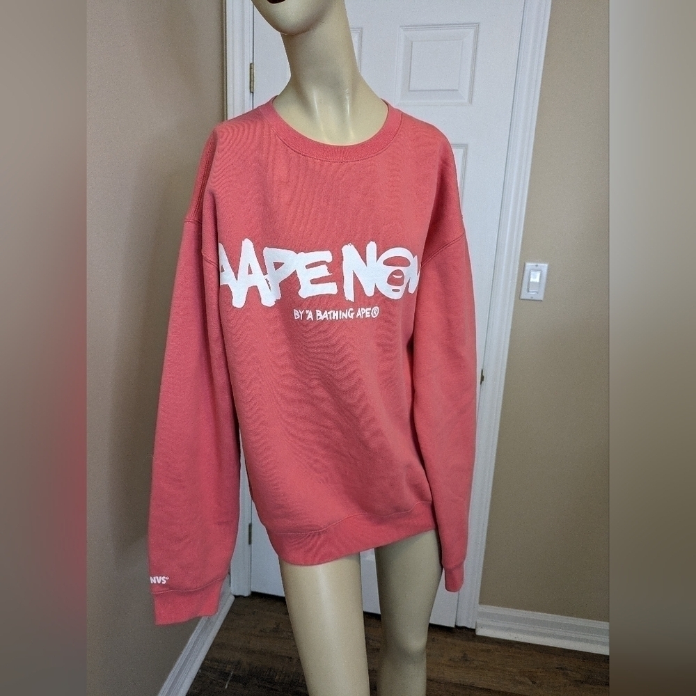 Aape By a Bathing Ape Crew Neck Sweater Fleece Women's XL Pink